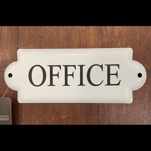 White Tin enamel sign Black Letters font OFFICE Wall hanging NEW